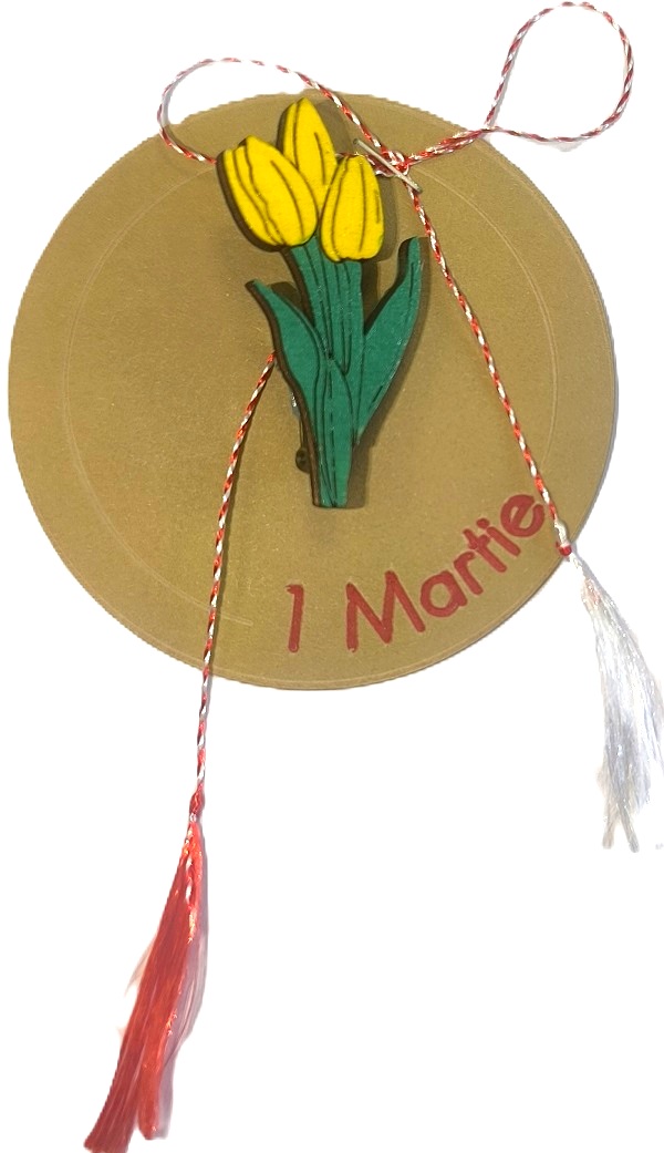 Martisor brosa din lemn: Lalea galbena