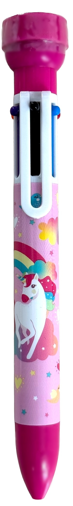 Pix multicolor cu 6 culori si stampila: Unicorn. Roz