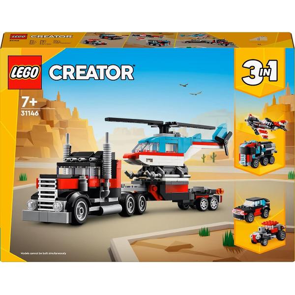 Lego Creator 3 in 1. Camioneta-platforma cu elicopter