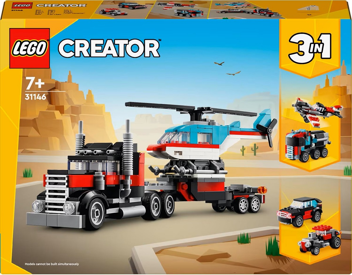 Lego Creator 3 in 1. Camioneta-platforma cu elicopter