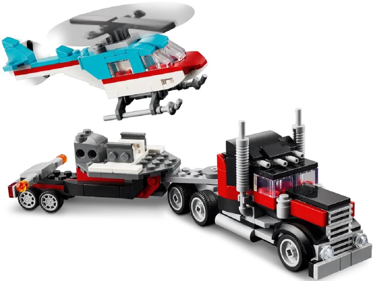 Lego Creator 3 in 1. Camioneta-platforma cu elicopter
