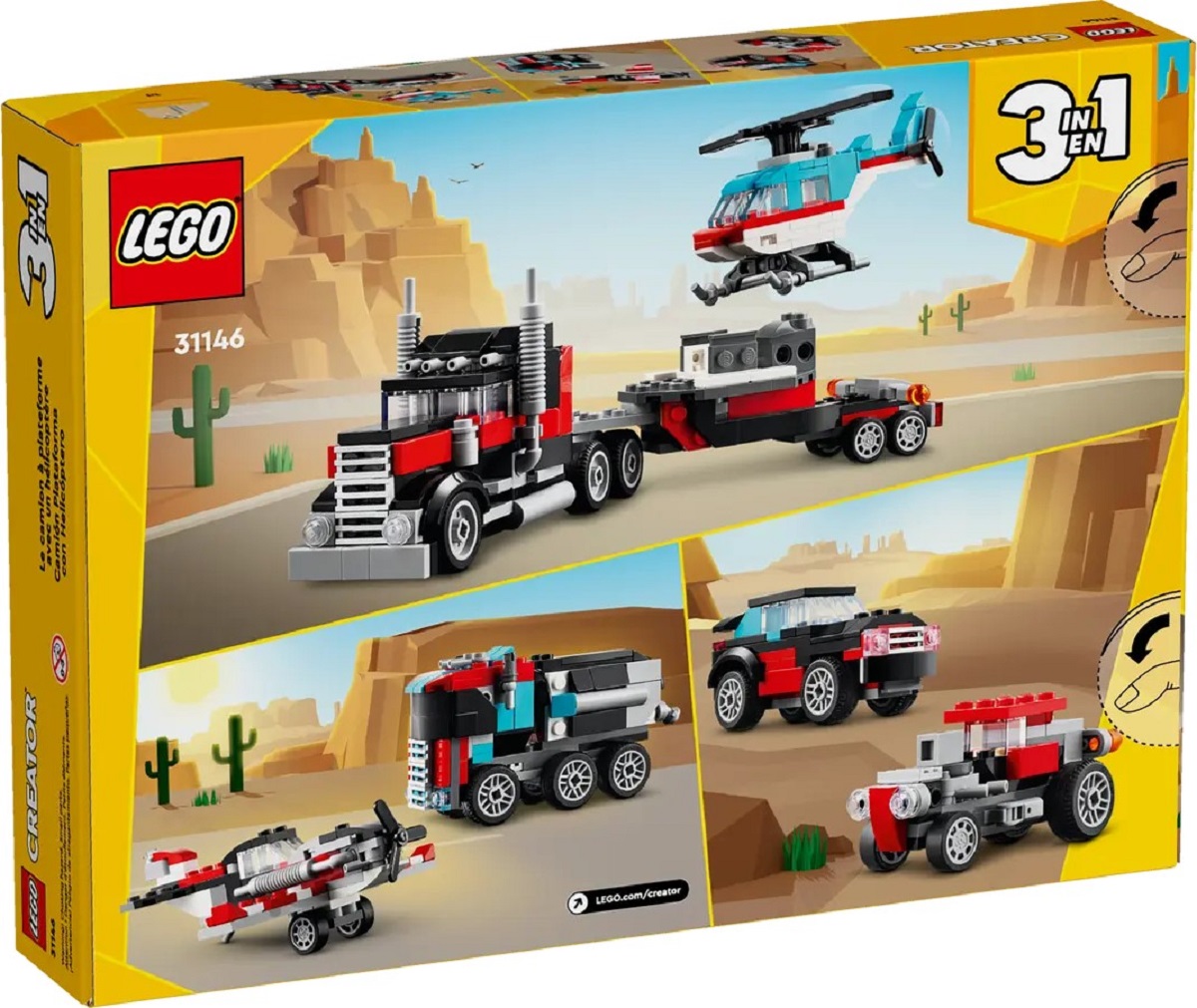 Lego Creator 3 in 1. Camioneta-platforma cu elicopter