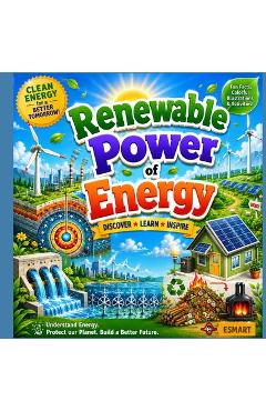 Coperta cărții 'The Renewable Power of Energy: for kids 8 to 11 years old, solar, wind, hydropower, Biomass, geothermal, tidal, wave'