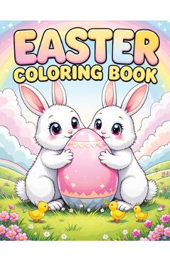 Poza produsului Easter Coloring Book: Cute Easy and Simple Springtime Designs for Kids Featuring Bunnies, Eggs, Baskets and More for Fun Party Favors and Gifts - Childlike Mischievous