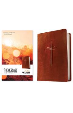 Poza produsului The Message Deluxe Gift Bible (Leather-Look, Dark Brown Gold Cross): The Bible in Contemporary Language - Eugene H. Peterson