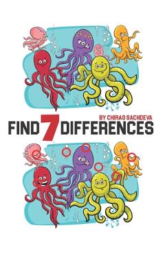 Coperta cărții 'Find 7 Differences: Spot the Differences Picture Puzzles - Inside the Book you'll find 50+ Black and White Cartoon'