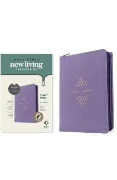 Coperta cărții 'NLT Compact Giant Print Zipper Bible, Filament Enabled (Leatherlike, Diamond Lavender, Indexed, Red Letter) -'