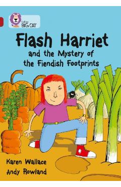 Coperta cărții 'Flash Harriet and the Mystery of the Fiendish Footprints - Karen Wallace'