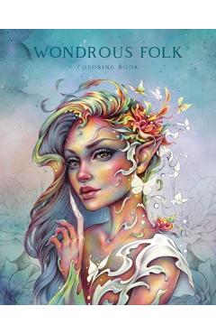 Coperta cărții 'Wondrous Folk Coloring Book - Christine Karron'