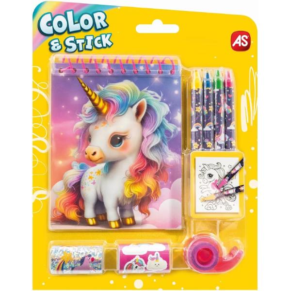 Set de desen Pocket: Color and Stick. Unicorni