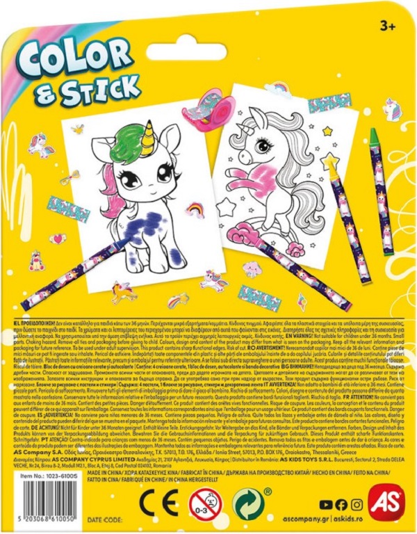 Set de desen Pocket: Color and Stick. Unicorni