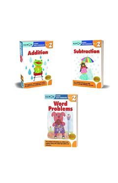 Coperta cărții 'Kumon Grade 2 Workbook Set (3 workbooks) Addition, Subtraction, Word Problems -'