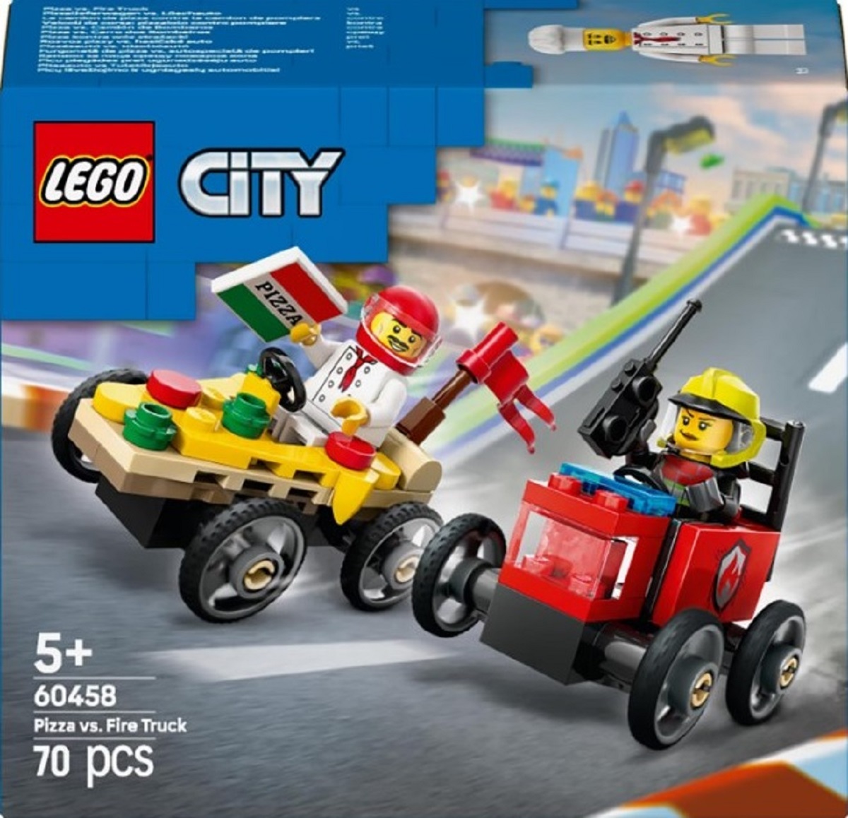 Lego City. Pachet de curse furgoneta de pizza vs Camion de pompieri