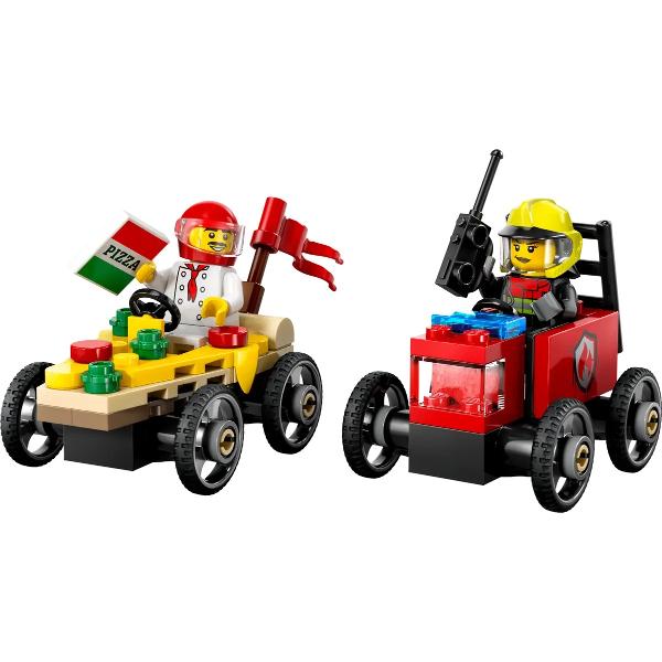 Lego City. Pachet de curse furgoneta de pizza vs Camion de pompieri