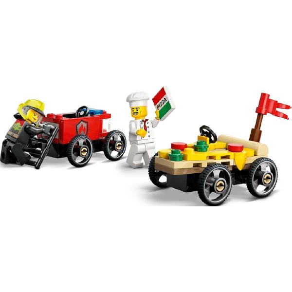 Lego City. Pachet de curse furgoneta de pizza vs Camion de pompieri