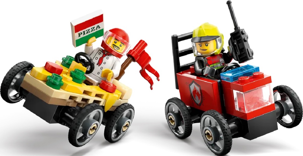 Lego City. Pachet de curse furgoneta de pizza vs Camion de pompieri