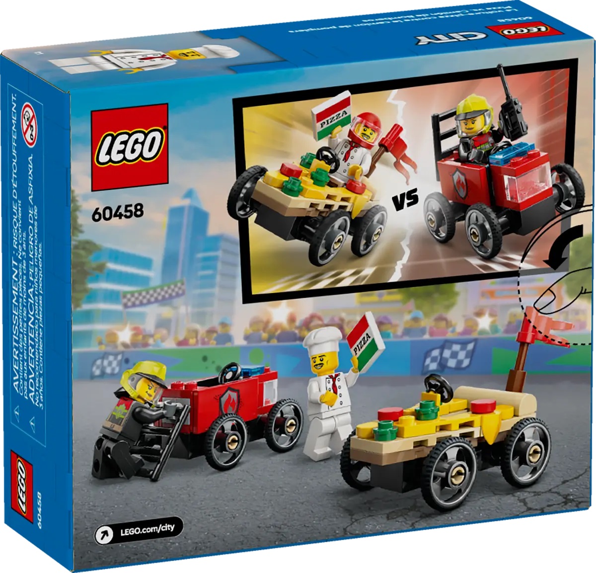 Lego City. Pachet de curse furgoneta de pizza vs Camion de pompieri