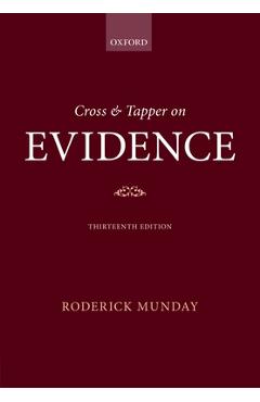 Coperta cărții 'Cross & Tapper on Evidence - Roderick Munday'