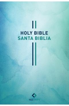 Coperta cărții 'Bilingual Bible / Biblia Bilingüe Nlt/Ntv (Softcover, Blue Watercolor) -'