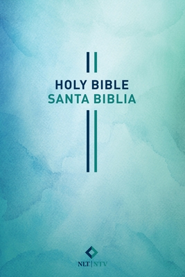 Coperta cărții 'Bilingual Bible / Biblia Bilingüe Nlt/Ntv (Softcover, Blue Watercolor) -'