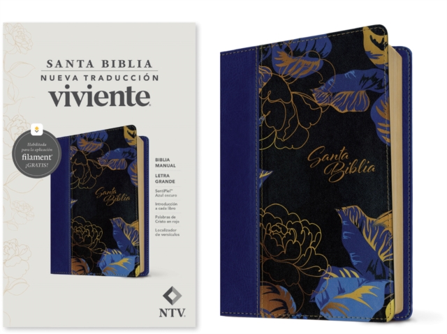 Coperta cărții 'Biblia Manual Ntv, Letra Grande Con Filament (Sentipiel, Azul Oscuro, Letra Roja) -'