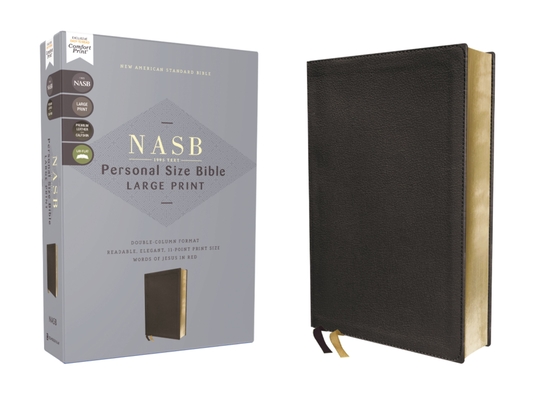 Nasb, Personal Size Bible, Large Print, Genuine Leather, Calfskin, Black, Red Letter, 1995 Text, Comfort Print -
