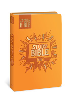 The Action Bible Study Bible Esv, Leathersoft, Orange, Full Color - 