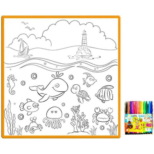 Lumea oceanelor. Poster lavabil de colorat