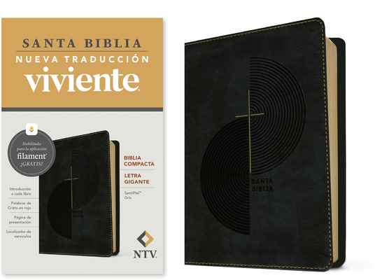 Biblia Compacta Ntv, Letra Gigante Con Filament (Sentipiel, Gris, Letra Roja) - 