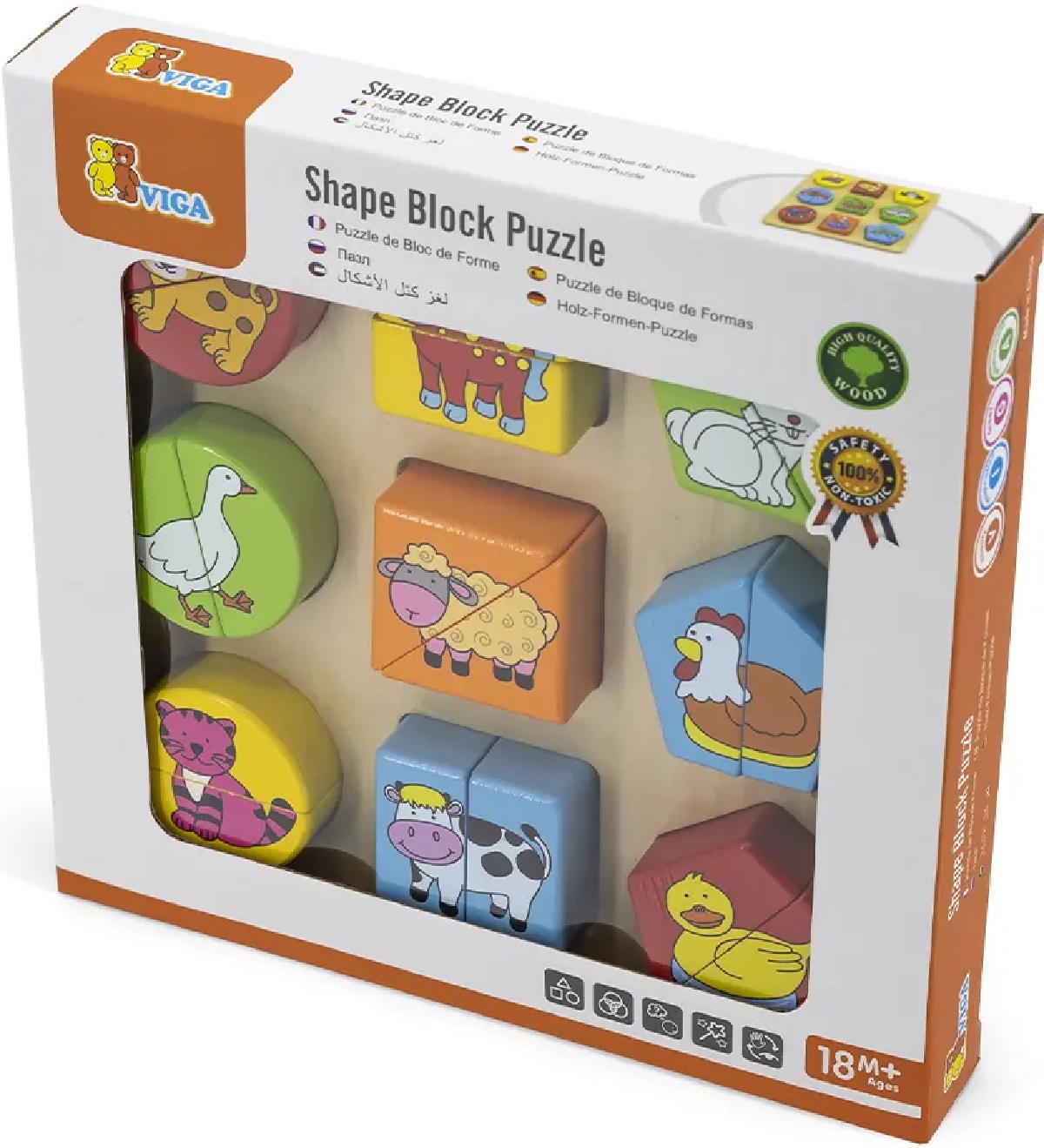 Puzzle din cuburi de lemn: Animale