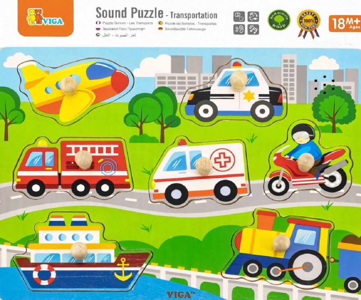 Puzzle cu sunete: Mijloace de transport