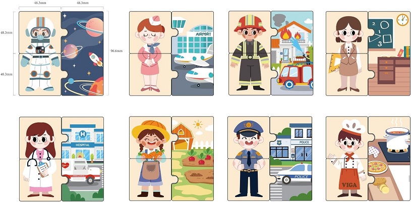 Puzzle din lemn. Meserii