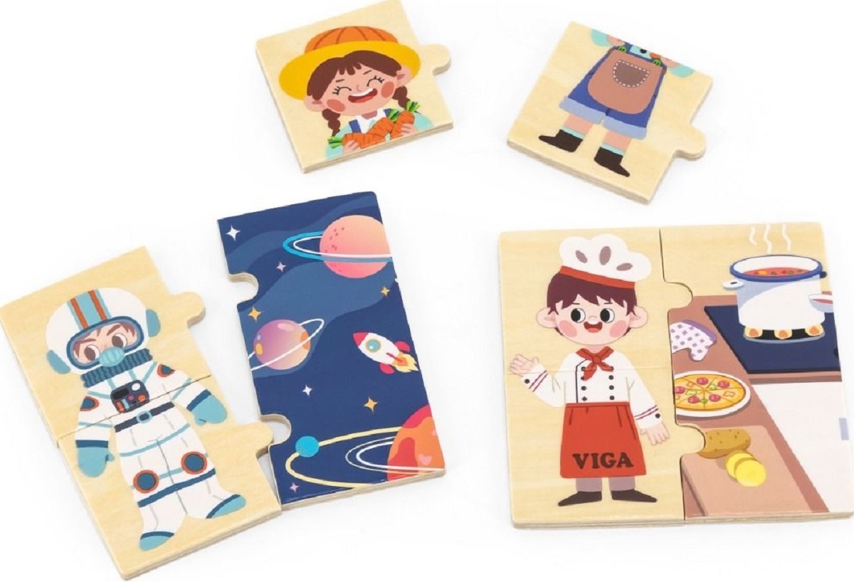 Puzzle din lemn. Meserii