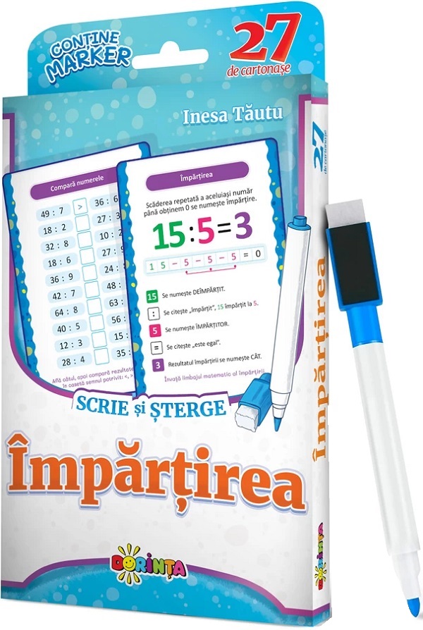 Impartirea. Scrie si sterge. 27 de cartonase - Inesa Tautu