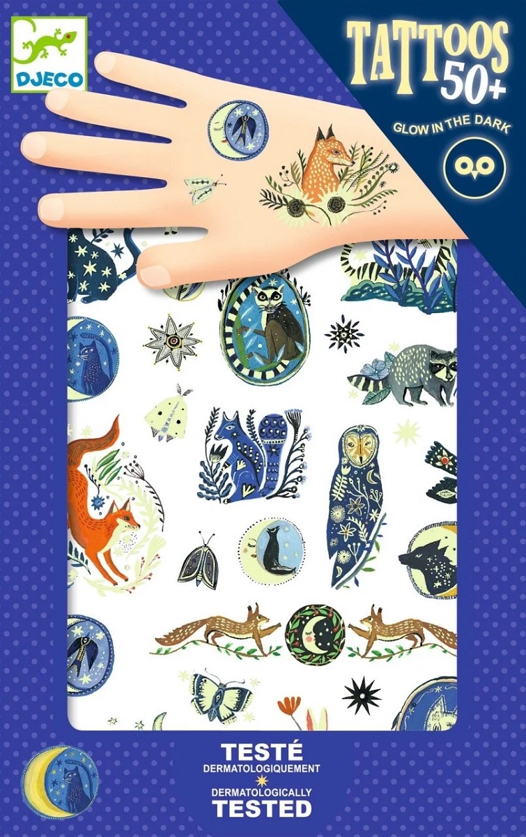 Tatuaje temporare fosforescente: Animale nocturne
