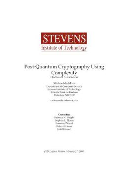 Poza produsului Post-Quantum Cryptography Using Complexity - Michael James De Mare