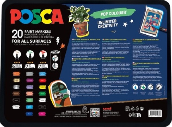 Pop Colours. Cutie metalica cu 20 markere Uni