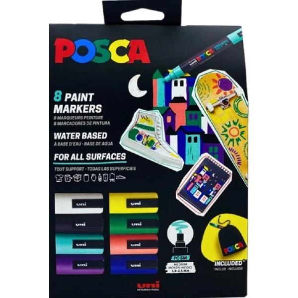 Set 8 markere PC-5M in cutie de carton si saculet