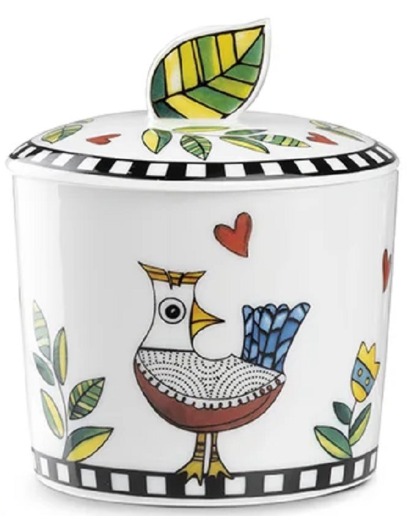 Set 2 cesti cu tava si zaharnita: Cocorico galben