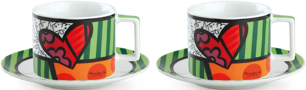 Set 2 cesti cu farfurioara: Britto. Heart