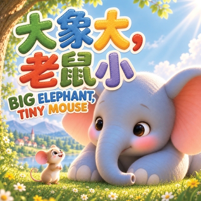 Coperta cărții 'Big Elephant, Tiny Mouse: A Big Bilingual Rhyming Opposites Storybook for Little Readers in English, Simplified'