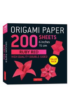 Coperta cărții 'Origami Paper 200 Sheets Ruby Red 6 (15 CM): Solid Red Double-Sided Origami Sheets with Instructions for 10 Projects -'
