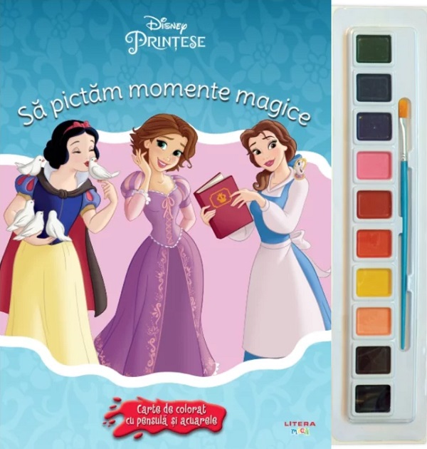 Disney printese: Sa pictam momente magice. Carte de colorat cu pensula si acuarele