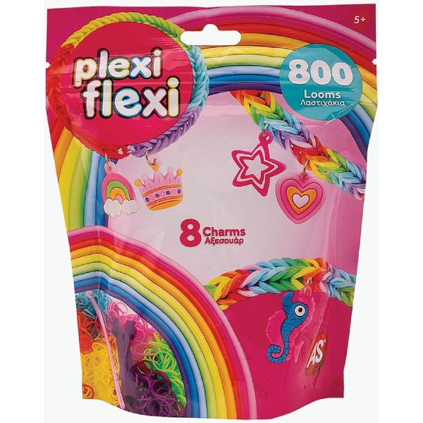 Set Plexi Flexi. 800 elastice din cauciuc si 8 accesorii. Roz