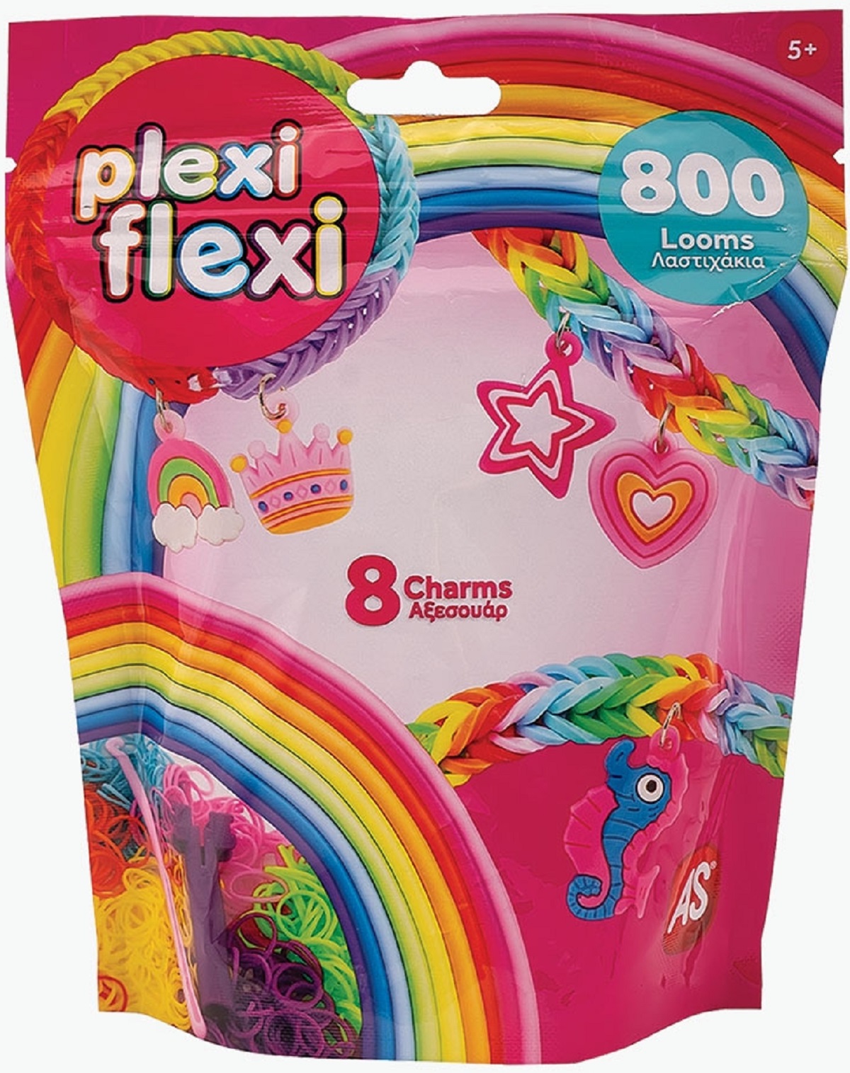 Set Plexi Flexi. 800 elastice din cauciuc si 8 accesorii. Roz