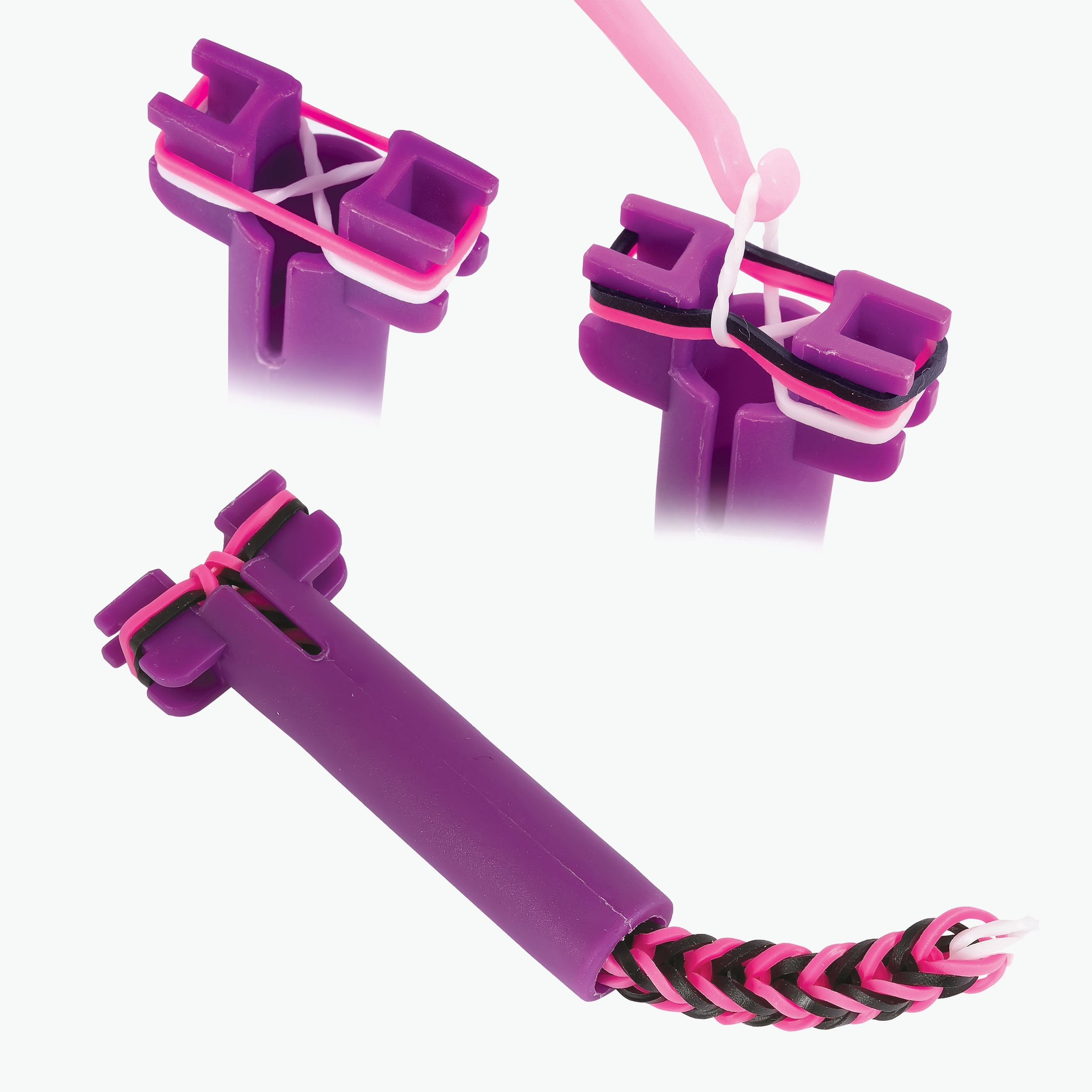 Set Plexi Flexi. 800 elastice din cauciuc si 8 accesorii. Roz