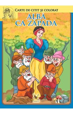 Coperta cărții 'Carte de citit și colorat. Alba ca Zăpada'