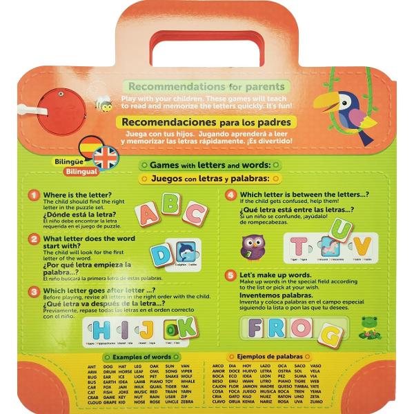 Geanta cu sunete. Alfabet interactiv in limba engleza-spaniola