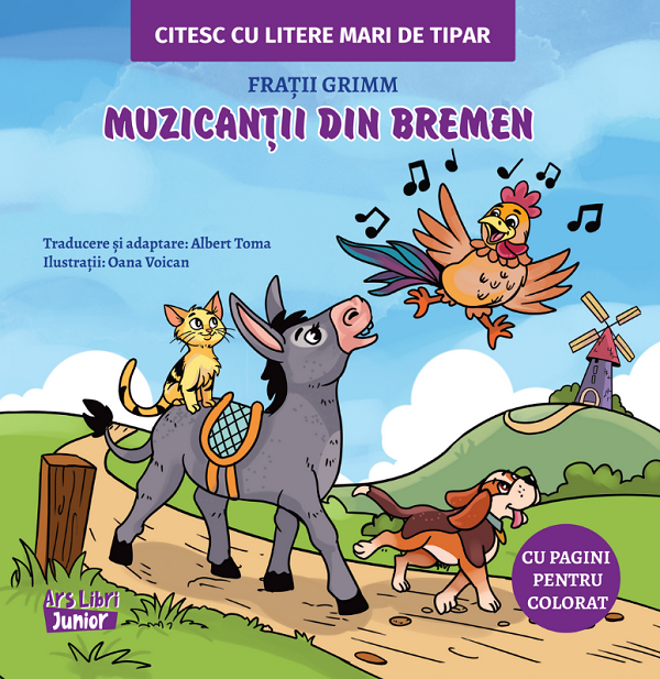 Muzicantii din Bremen. Citesc cu litere mari de tipar - Fratii Grimm
