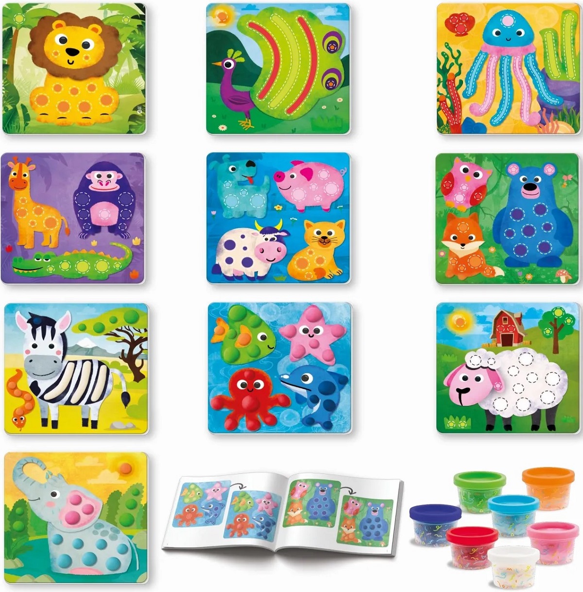 Set 7 borcanase de plastilina. Animale